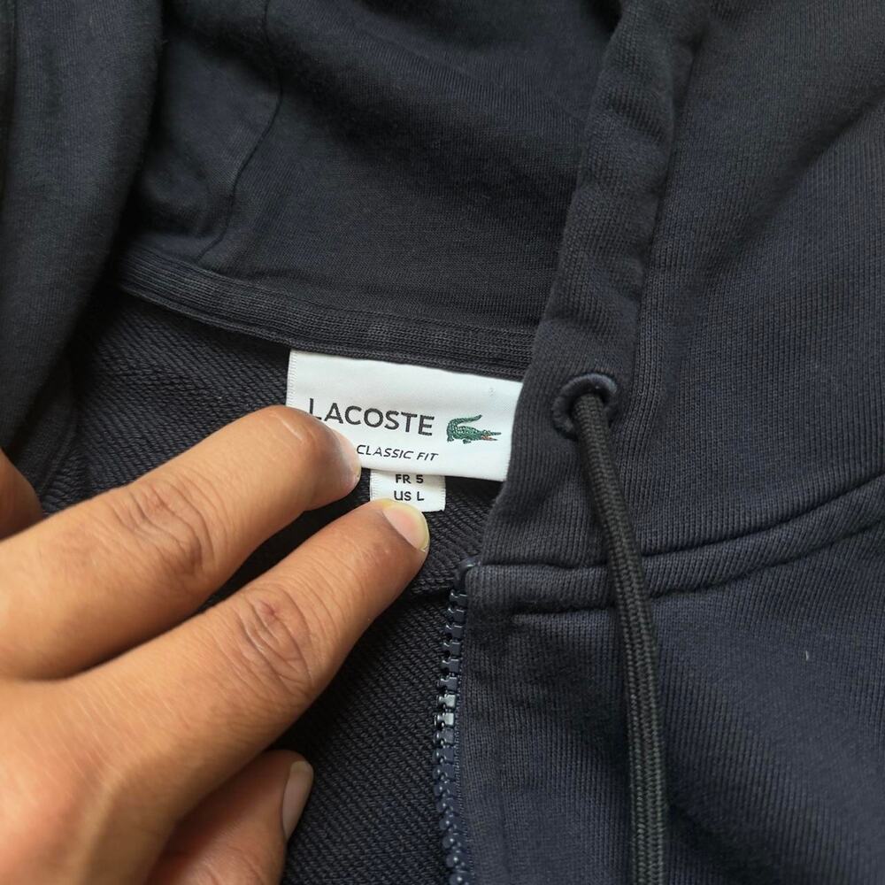 Lacoste Classic Fit Pullover Zip Up Hoodie - Size L (French 5) - Picture 2 of 4